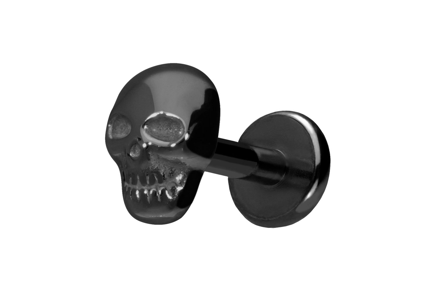 Titan Labret Piercing mit Push Fit TOTENKOPF